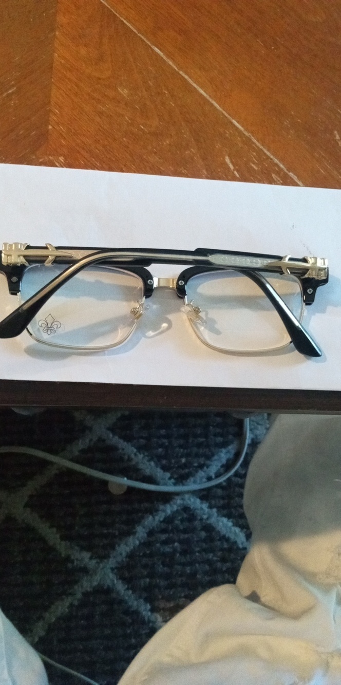 Chrome Hearts Black and Gold Semi-Rimless Eyeglasses